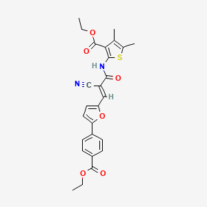 molecular formula C26H24N2O6S B2849279 ethyl 2-(2-cyano-3-{5-[4-(ethoxycarbonyl)phenyl]furan-2-yl}prop-2-enamido)-4,5-dimethylthiophene-3-carboxylate CAS No. 380424-54-4