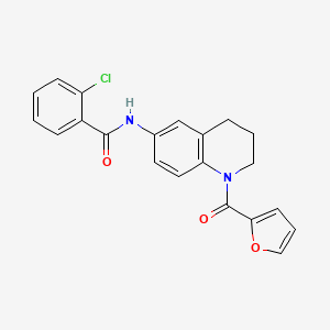 molecular formula C21H17ClN2O3 B2849285 2-chloro-N-[1-(furan-2-carbonyl)-1,2,3,4-tetrahydroquinolin-6-yl]benzamide CAS No. 1005305-64-5