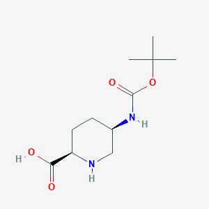 molecular formula C11H20N2O4 B2849295 rac-(2R,5R)-5-{[(tert-butoxy)carbonyl]amino}piperidine-2-carboxylicacid CAS No. 2408936-69-4