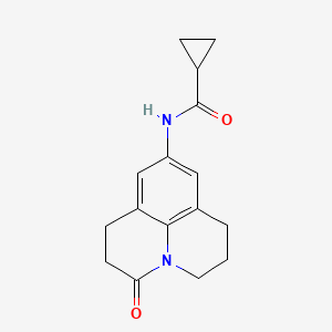 molecular formula C16H18N2O2 B2849298 N-(3-oxo-1,2,3,5,6,7-hexahydropyrido[3,2,1-ij]quinolin-9-yl)cyclopropanecarboxamide CAS No. 903299-53-6
