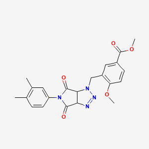 molecular formula C22H22N4O5 B2849327 methyl 3-{[5-(3,4-dimethylphenyl)-4,6-dioxo-1H,3aH,4H,5H,6H,6aH-pyrrolo[3,4-d][1,2,3]triazol-1-yl]methyl}-4-methoxybenzoate CAS No. 1052614-99-9