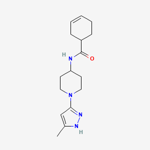 molecular formula C16H24N4O B2849338 N-[1-(5-methyl-1H-pyrazol-3-yl)piperidin-4-yl]cyclohex-3-ene-1-carboxamide CAS No. 2034205-01-9