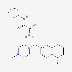 molecular formula C24H37N5O2 B2849366 N-cyclopentyl-N'-[2-(1-methyl-1,2,3,4-tetrahydroquinolin-6-yl)-2-(4-methylpiperazin-1-yl)ethyl]ethanediamide CAS No. 922120-73-8
