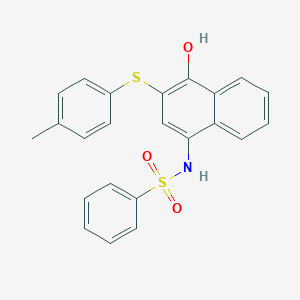 molecular formula C23H19NO3S2 B284939 N-{4-hydroxy-3-[(4-methylphenyl)sulfanyl]naphthalen-1-yl}benzenesulfonamide 