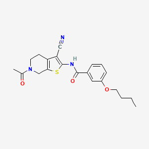 molecular formula C21H23N3O3S B2849422 N-(6-acetyl-3-cyano-4,5,6,7-tetrahydrothieno[2,3-c]pyridin-2-yl)-3-butoxybenzamide CAS No. 864858-81-1
