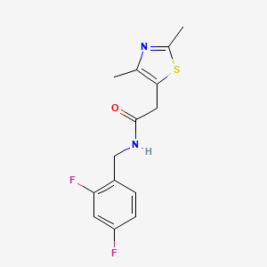 molecular formula C14H14F2N2OS B2849426 N-[(2,4-difluorophenyl)methyl]-2-(2,4-dimethyl-1,3-thiazol-5-yl)acetamide CAS No. 1234904-46-1