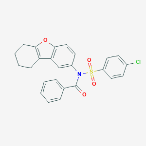 molecular formula C25H20ClNO4S B284944 N-[(4-CHLOROPHENYL)SULFONYL]-N-(6,7,8,9-TETRAHYDRODIBENZO[B,D]FURAN-2-YL)BENZAMIDE 