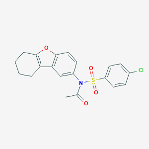 molecular formula C20H18ClNO4S B284945 N-[(4-chlorophenyl)sulfonyl]-N-(6,7,8,9-tetrahydrodibenzo[b,d]furan-2-yl)acetamide 