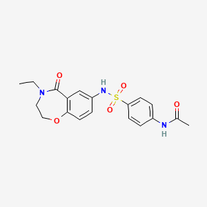 molecular formula C19H21N3O5S B2849471 N-{4-[(4-ethyl-5-oxo-2,3,4,5-tetrahydro-1,4-benzoxazepin-7-yl)sulfamoyl]phenyl}acetamide CAS No. 922553-53-5