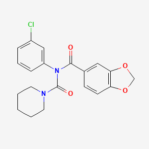 molecular formula C20H19ClN2O4 B2849530 N-(2H-1,3-benzodioxole-5-carbonyl)-N-(3-chlorophenyl)piperidine-1-carboxamide CAS No. 941869-90-5