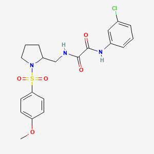 molecular formula C20H22ClN3O5S B2849540 N'-(3-chlorophenyl)-N-{[1-(4-methoxybenzenesulfonyl)pyrrolidin-2-yl]methyl}ethanediamide CAS No. 896286-91-2