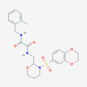 molecular formula C23H27N3O7S B2849544 N-{[3-(2,3-dihydro-1,4-benzodioxine-6-sulfonyl)-1,3-oxazinan-2-yl]methyl}-N'-[(2-methylphenyl)methyl]ethanediamide CAS No. 872881-68-0