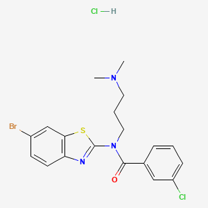 molecular formula C19H20BrCl2N3OS B2849559 N-(6-bromobenzo[d]thiazol-2-yl)-3-chloro-N-(3-(dimethylamino)propyl)benzamide hydrochloride CAS No. 1215548-24-5