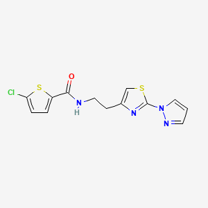 molecular formula C13H11ClN4OS2 B2849581 N-(2-(2-(1H-pyrazol-1-yl)thiazol-4-yl)ethyl)-5-chlorothiophene-2-carboxamide CAS No. 1428371-16-7