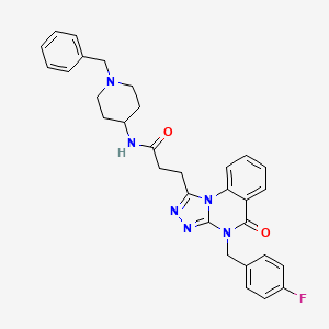 molecular formula C31H31FN6O2 B2849590 N-(1-benzylpiperidin-4-yl)-3-{4-[(4-fluorophenyl)methyl]-5-oxo-4H,5H-[1,2,4]triazolo[4,3-a]quinazolin-1-yl}propanamide CAS No. 902921-26-0