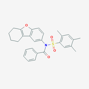 molecular formula C28H27NO4S B284960 N-(6,7,8,9-tetrahydrodibenzo[b,d]furan-2-yl)-N-[(2,4,5-trimethylphenyl)sulfonyl]benzamide 