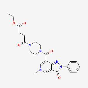 molecular formula C24H27N5O5 B2849606 ethyl 4-(4-(5-methyl-3-oxo-2-phenyl-3,5-dihydro-2H-pyrazolo[4,3-c]pyridine-7-carbonyl)piperazin-1-yl)-4-oxobutanoate CAS No. 1021026-74-3