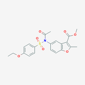 molecular formula C21H21NO7S B284963 Methyl 5-{acetyl[(4-ethoxyphenyl)sulfonyl]amino}-2-methyl-1-benzofuran-3-carboxylate 