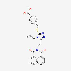 molecular formula C28H24N4O4S B2849634 methyl 4-({[5-(2-{2,4-dioxo-3-azatricyclo[7.3.1.0^{5,13}]trideca-1(12),5,7,9(13),10-pentaen-3-yl}ethyl)-4-(prop-2-en-1-yl)-4H-1,2,4-triazol-3-yl]sulfanyl}methyl)benzoate CAS No. 326880-24-4