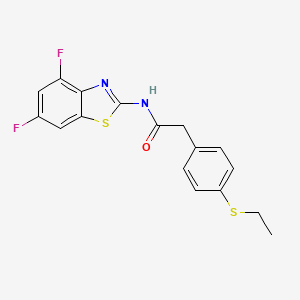 molecular formula C17H14F2N2OS2 B2849636 N-(4,6-difluoro-1,3-benzothiazol-2-yl)-2-[4-(ethylsulfanyl)phenyl]acetamide CAS No. 941883-39-2