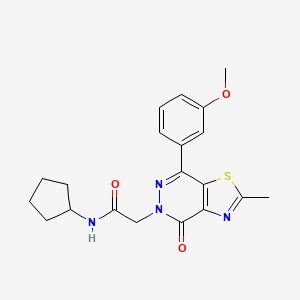 molecular formula C20H22N4O3S B2849646 N-cyclopentyl-2-(7-(3-methoxyphenyl)-2-methyl-4-oxothiazolo[4,5-d]pyridazin-5(4H)-yl)acetamide CAS No. 942004-27-5
