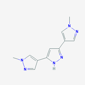 molecular formula C11H12N6 B2849653 3,5-bis(1-methylpyrazol-4-yl)-1H-pyrazole CAS No. 1159918-64-5