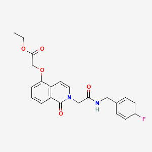 molecular formula C22H21FN2O5 B2849666 ethyl 2-{[2-({[(4-fluorophenyl)methyl]carbamoyl}methyl)-1-oxo-1,2-dihydroisoquinolin-5-yl]oxy}acetate CAS No. 868224-23-1