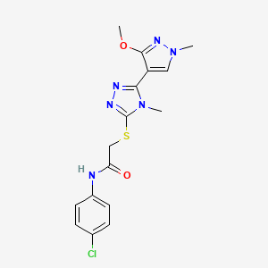 B2849680 N-(4-chlorophenyl)-2-((5-(3-methoxy-1-methyl-1H-pyrazol-4-yl)-4-methyl-4H-1,2,4-triazol-3-yl)thio)acetamide CAS No. 1014092-30-8