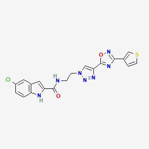molecular formula C19H14ClN7O2S B2849685 5-chloro-N-(2-(4-(3-(thiophen-3-yl)-1,2,4-oxadiazol-5-yl)-1H-1,2,3-triazol-1-yl)ethyl)-1H-indole-2-carboxamide CAS No. 2034446-10-9