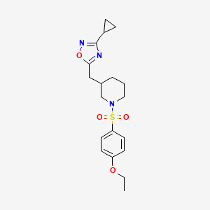 molecular formula C19H25N3O4S B2849689 3-[(3-cyclopropyl-1,2,4-oxadiazol-5-yl)methyl]-1-(4-ethoxybenzenesulfonyl)piperidine CAS No. 1705879-82-8