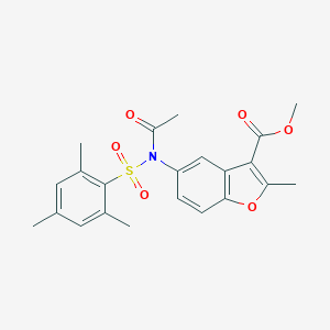 molecular formula C22H23NO6S B284969 Methyl 5-[acetyl(mesitylsulfonyl)amino]-2-methyl-1-benzofuran-3-carboxylate 