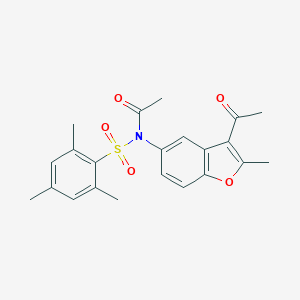 molecular formula C22H23NO5S B284970 N-acetyl-N-(3-acetyl-2-methyl-1-benzofuran-5-yl)-2,4,6-trimethylbenzenesulfonamide 