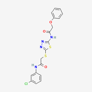 molecular formula C18H15ClN4O3S2 B2849714 N-(3-chlorophenyl)-2-((5-(2-phenoxyacetamido)-1,3,4-thiadiazol-2-yl)thio)acetamide CAS No. 639001-65-3