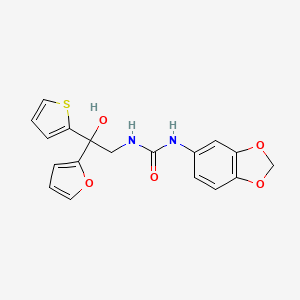molecular formula C18H16N2O5S B2849717 1-(2H-1,3-benzodioxol-5-yl)-3-[2-(furan-2-yl)-2-hydroxy-2-(thiophen-2-yl)ethyl]urea CAS No. 1904272-58-7