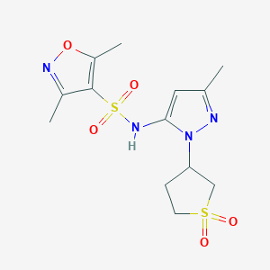 molecular formula C13H18N4O5S2 B2849754 N-(1-(1,1-dioxidotetrahydrothiophen-3-yl)-3-methyl-1H-pyrazol-5-yl)-3,5-dimethylisoxazole-4-sulfonamide CAS No. 1173260-98-4