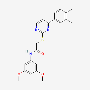 molecular formula C22H23N3O3S B2849790 N-(3,5-dimethoxyphenyl)-2-{[4-(3,4-dimethylphenyl)pyrimidin-2-yl]sulfanyl}acetamide CAS No. 1019153-42-4