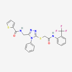 molecular formula C23H18F3N5O2S2 B2849793 N-({4-phenyl-5-[({[2-(trifluoromethyl)phenyl]carbamoyl}methyl)sulfanyl]-4H-1,2,4-triazol-3-yl}methyl)thiophene-2-carboxamide CAS No. 392685-28-8