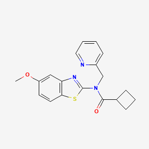 molecular formula C19H19N3O2S B2849800 N-(5-methoxy-1,3-benzothiazol-2-yl)-N-[(pyridin-2-yl)methyl]cyclobutanecarboxamide CAS No. 1172056-16-4