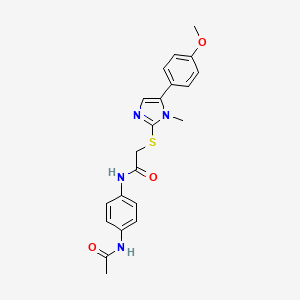 molecular formula C21H22N4O3S B2849841 N-(4-acetamidophenyl)-2-{[5-(4-methoxyphenyl)-1-methyl-1H-imidazol-2-yl]sulfanyl}acetamide CAS No. 932329-83-4