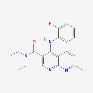 molecular formula C20H21FN4O B2849862 N,N-diethyl-4-[(2-fluorophenyl)amino]-7-methyl-1,8-naphthyridine-3-carboxamide CAS No. 1251545-12-6