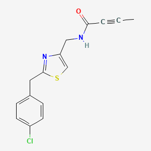 molecular formula C15H13ClN2OS B2849863 N-({2-[(4-chlorophenyl)methyl]-1,3-thiazol-4-yl}methyl)but-2-ynamide CAS No. 2411252-78-1