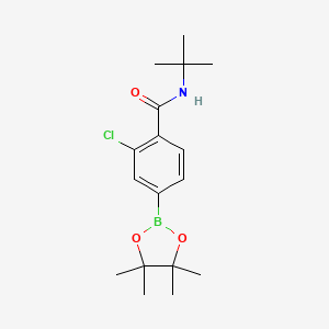 molecular formula C17H25BClNO3 B2849871 N-tert-Butyl-2-chloro-4-(tetramethyl-1,3,2-dioxaborolan-2-yl)benzamide CAS No. 2377610-51-8