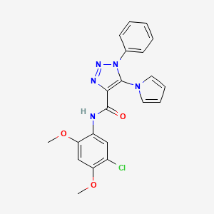molecular formula C21H18ClN5O3 B2849873 N-(5-chloro-2,4-dimethoxyphenyl)-1-phenyl-5-(1H-pyrrol-1-yl)-1H-1,2,3-triazole-4-carboxamide CAS No. 1798541-78-2