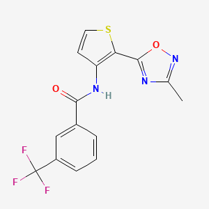molecular formula C15H10F3N3O2S B2849874 N-[2-(3-methyl-1,2,4-oxadiazol-5-yl)thiophen-3-yl]-3-(trifluoromethyl)benzamide CAS No. 1797757-09-5