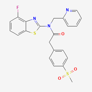 molecular formula C22H18FN3O3S2 B2849875 N-(4-fluoro-1,3-benzothiazol-2-yl)-2-(4-methanesulfonylphenyl)-N-[(pyridin-2-yl)methyl]acetamide CAS No. 942008-96-0
