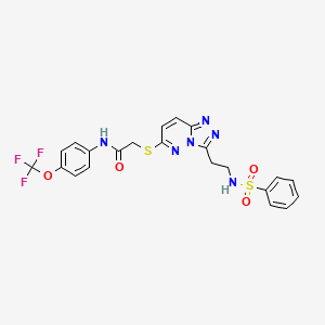 B2849878 2-((3-(2-(phenylsulfonamido)ethyl)-[1,2,4]triazolo[4,3-b]pyridazin-6-yl)thio)-N-(4-(trifluoromethoxy)phenyl)acetamide CAS No. 872996-78-6
