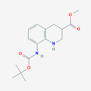 molecular formula C16H22N2O4 B2849883 methyl 8-{[(tert-butoxy)carbonyl]amino}-1,2,3,4-tetrahydroquinoline-3-carboxylate CAS No. 2413878-54-1