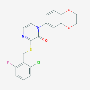 3-((2-chloro-6-fluorobenzyl)thio)-1-(2,3-dihydrobenzo[b][1,4]dioxin-6-yl)pyrazin-2(1H)-one