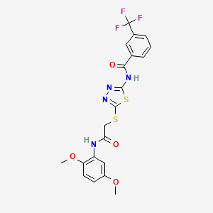 molecular formula C20H17F3N4O4S2 B2849888 N-(5-((2-((2,5-dimethoxyphenyl)amino)-2-oxoethyl)thio)-1,3,4-thiadiazol-2-yl)-3-(trifluoromethyl)benzamide CAS No. 896022-54-1