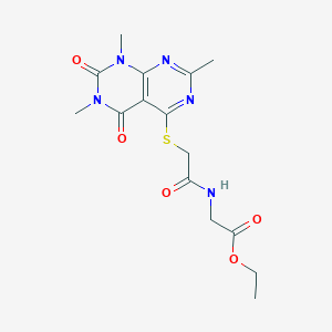 molecular formula C15H19N5O5S B2849889 Ethyl 2-(2-((2,6,8-trimethyl-5,7-dioxo-5,6,7,8-tetrahydropyrimido[4,5-d]pyrimidin-4-yl)thio)acetamido)acetate CAS No. 852168-38-8